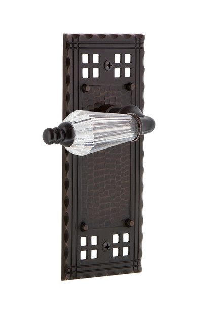 Nostalgic Warehouse - Craftsman Plate Passage Parlor Lever in Timeless Bronze - CRAPRL - 700261 - 2 3/8" Backset