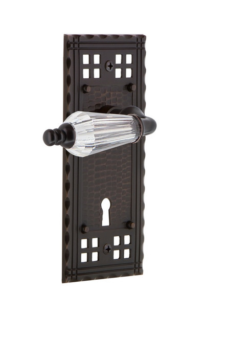 Nostalgic Warehouse - Craftsman Plate with Keyhole Passage Parlor Lever in Timeless Bronze - CRAPRL - 710184 - 2 3/4" Backset