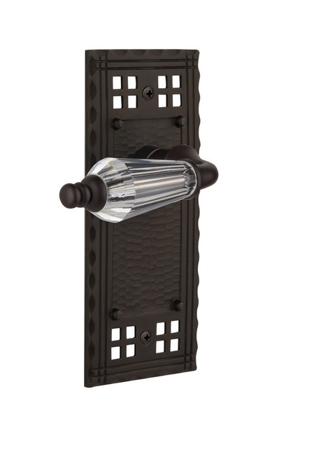 Nostalgic Warehouse - Craftsman Plate Privacy Parlor Lever in Oil-Rubbed Bronze - CRAPRL - 714419 - 2 3/8" Backset
