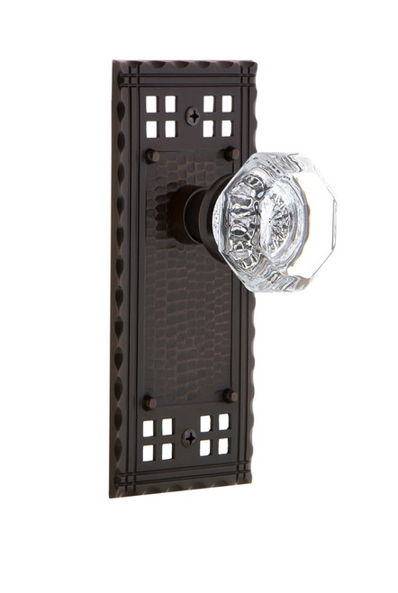 Nostalgic Warehouse - Craftsman Plate Passage Waldorf Door Knob in Timeless Bronze - CRAWAL - 700265 - 2 3/8" Backset