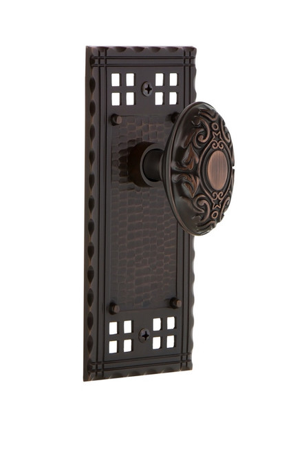 Nostalgic Warehouse - Craftsman Plate Double Dummy Victorian Door Knob in Timeless Bronze - CRAVIC - 700803