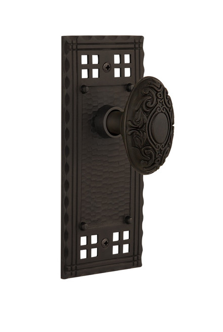 Nostalgic Warehouse - Craftsman Plate Double Dummy Victorian Door Knob in Oil-Rubbed Bronze - CRAVIC - 715508