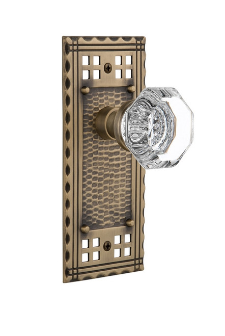 Nostalgic Warehouse - Craftsman Plate Single Dummy Waldorf Door Knob in Antique Brass - CRAWAL - 715382