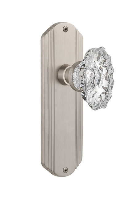 Nostalgic Warehouse - Deco Plate Single Dummy Chateau Door Knob in Satin Nickel - DECCHA - 706881