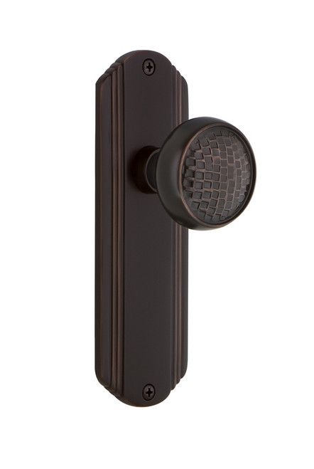 Nostalgic Warehouse - Deco Plate Double Dummy Craftsman Door Knob in Timeless Bronze - DECCRA - 708018