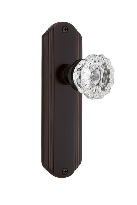 Nostalgic Warehouse - Deco Plate Double Dummy Crystal Glass Door Knob in Timeless Bronze - DECCRY - 700809