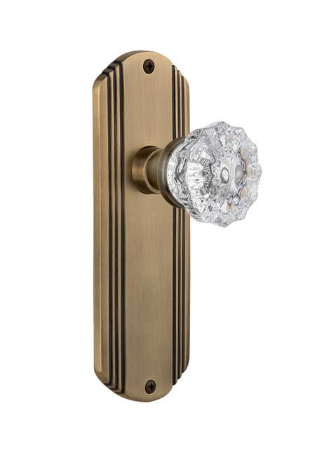 Nostalgic Warehouse - Deco Plate Double Dummy Crystal Glass Door Knob in Antique Brass - DECCRY - 706113