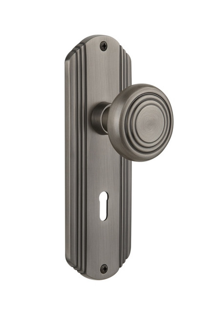 Nostalgic Warehouse - Deco Plate with Keyhole Double Dummy Deco Door Knob in Antique Pewter - DECDEC - 706996