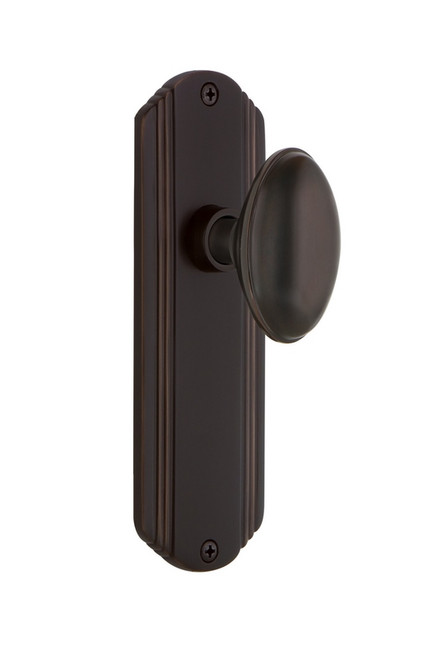 Nostalgic Warehouse - Deco Plate Passage Homestead Door Knob in Timeless Bronze - DECHOM - 700271 - 2 3/8" Backset