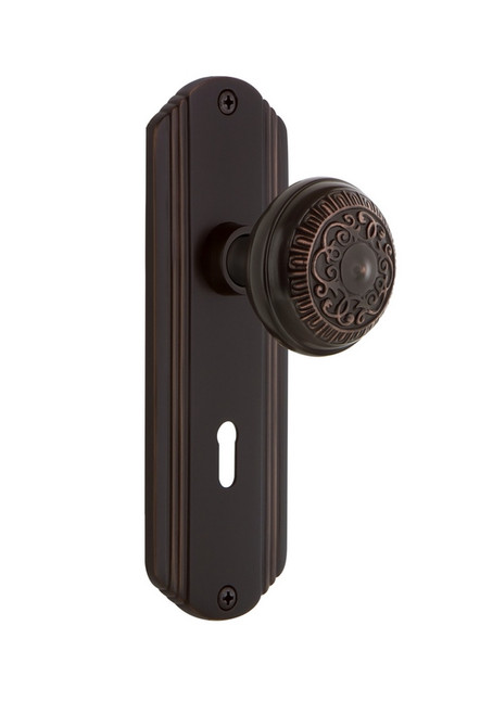 Nostalgic Warehouse - Deco Plate with Keyhole Single Dummy Egg & Dart Door Knob in Timeless Bronze - DECEAD - 707988