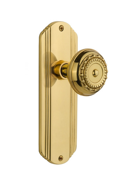 Nostalgic Warehouse - Deco Plate Single Dummy Meadows Door Knob in Polished Brass - DECMEA - 706370