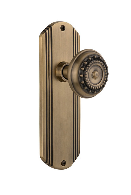 Nostalgic Warehouse - Deco Plate Double Dummy Meadows Door Knob in Antique Brass - DECMEA - 706379