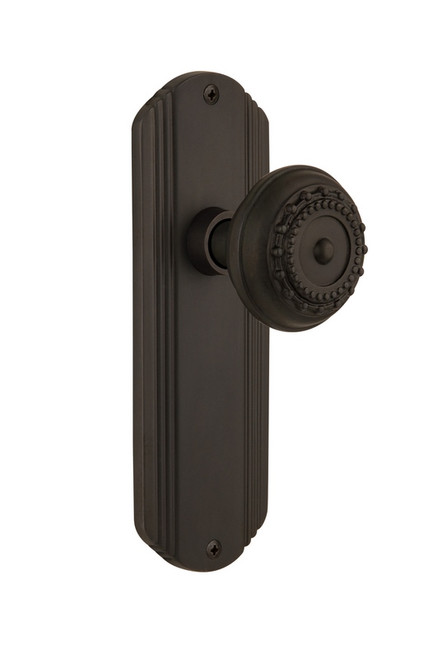 Nostalgic Warehouse - Deco Plate Double Dummy Meadows Door Knob in Oil-Rubbed Bronze - DECMEA - 706381