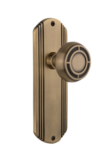 Nostalgic Warehouse - Deco Plate Single Dummy Mission Door Knob in Antique Brass - DECMIS - 706848