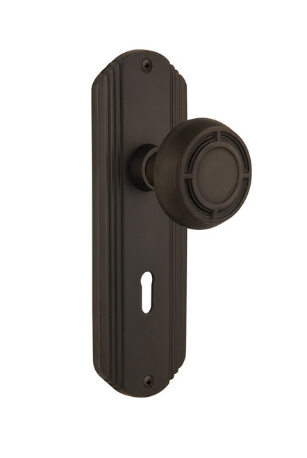 Nostalgic Warehouse - Deco Plate with Keyhole Double Dummy Mission Door Knob in Oil-Rubbed Bronze - DECMIS - 706862