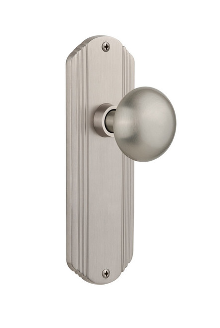 Nostalgic Warehouse - Deco Plate Single Dummy New York Door Knob in Satin Nickel - DECNYK - 706155