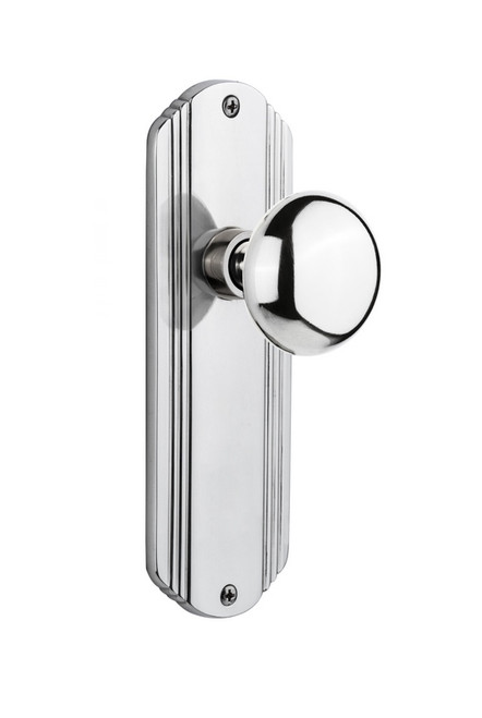 Nostalgic Warehouse - Deco Plate Double Dummy New York Door Knob in Bright Chrome - DECNYK - 706164