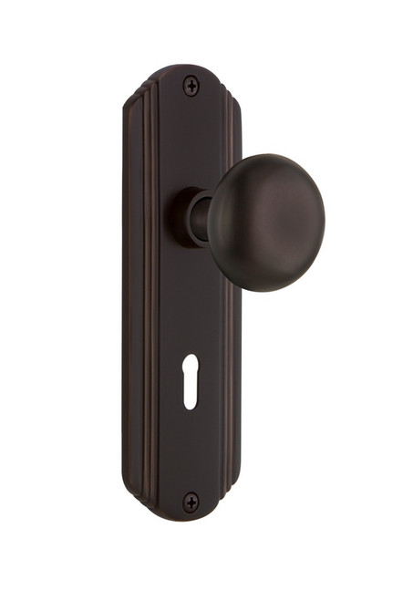 Nostalgic Warehouse - Deco Plate with Keyhole Double Dummy New York Door Knob in Timeless Bronze - DECNYK - 700935