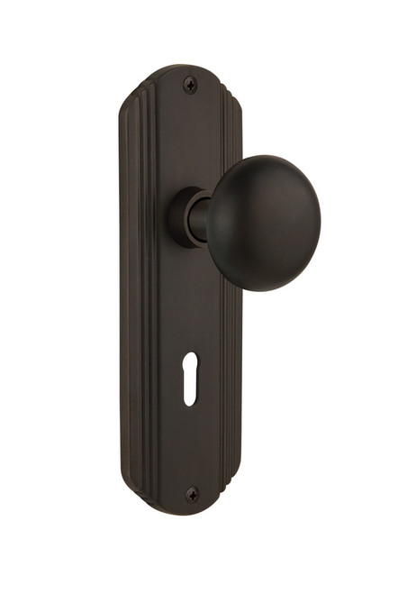 Nostalgic Warehouse - Deco Plate with Keyhole Double Dummy New York Door Knob in Oil-Rubbed Bronze - DECNYK - 706171