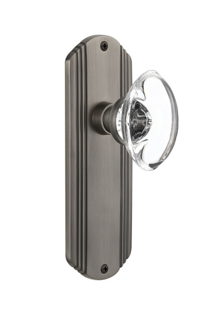 Nostalgic Warehouse - Deco Plate Double Dummy Oval Clear Crystal Glass Door Knob in Antique Pewter - DECOCC - 706647