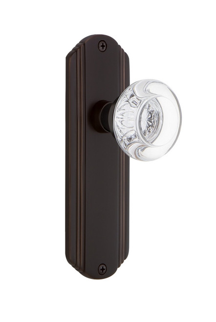 Nostalgic Warehouse - Deco Plate Single Dummy Round Clear Crystal Glass Door Knob in Timeless Bronze - DECRCC - 700546