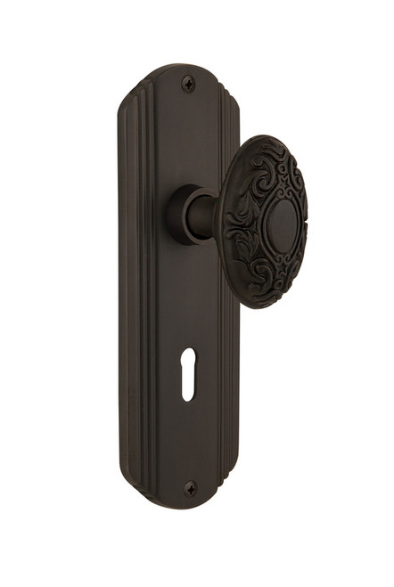Nostalgic Warehouse - Deco Plate with Keyhole Single Dummy Victorian Door Knob in Oil-Rubbed Bronze - DECVIC - 706435