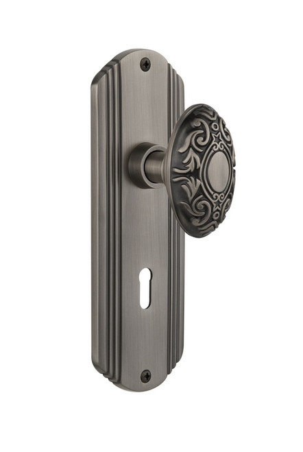 Nostalgic Warehouse - Deco Plate with Keyhole Double Dummy Victorian Door Knob in Antique Pewter - DECVIC - 706446