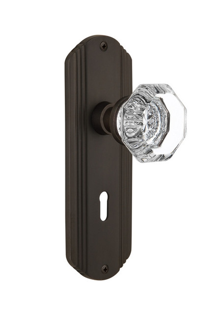 Nostalgic Warehouse - Deco Plate with Keyhole Single Dummy Waldorf Door Knob in Oil-Rubbed Bronze - DECWAL - 706496