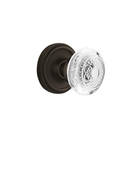 Nostalgic Warehouse - Classic Rosette Interior Mortise Crystal Egg & Dart Knob in Oil-Rubbed Bronze - CLACED - 751628 - 2 1/4" Backset