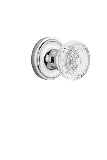 Nostalgic Warehouse - Classic Rosette Interior Mortise Crystal Meadows Knob in Bright Chrome - CLACME - 753207 - 2 1/4" Backset