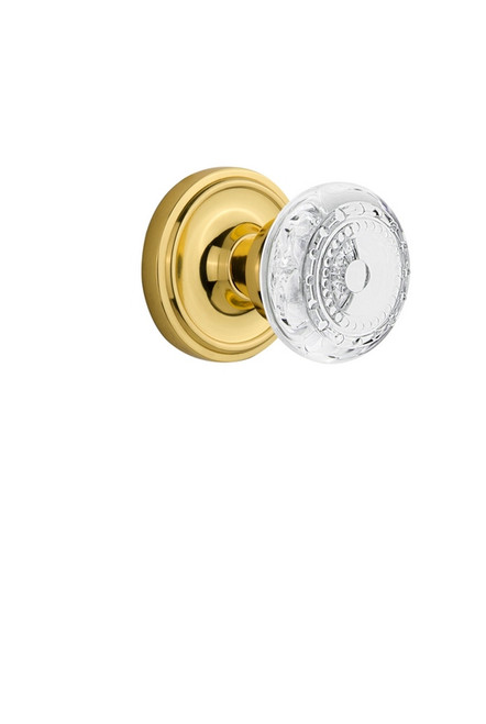 Nostalgic Warehouse - Classic Rosette Interior Mortise Crystal Meadows Knob in Polished Brass - CLACME - 753453 - 2 1/4" Backset