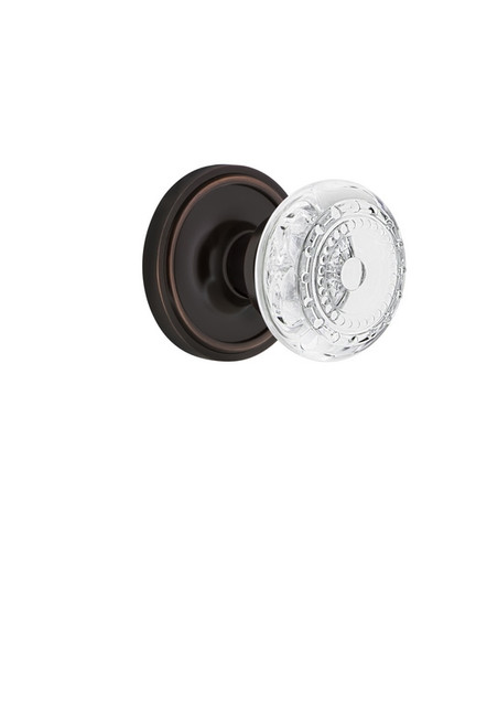 Nostalgic Warehouse - Classic Rosette Privacy Crystal Meadows Knob in Timeless Bronze - CLACME - 753119 - 2 3/8" Backset