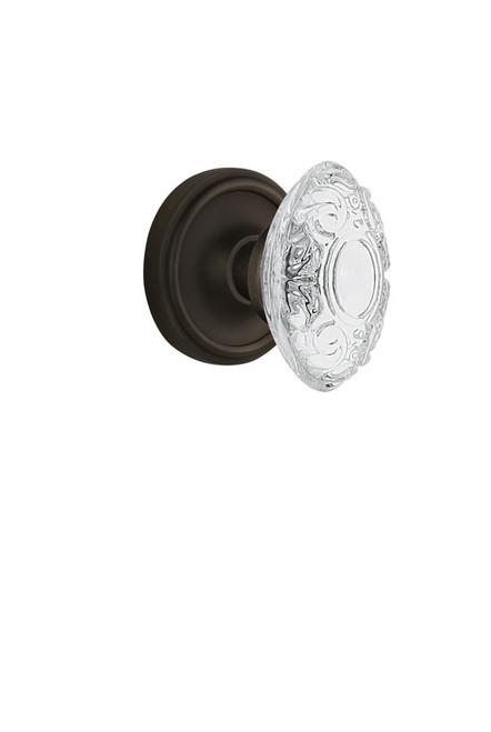 Nostalgic Warehouse - Classic Rosette Privacy Crystal Victorian Knob in Oil-Rubbed Bronze - CLACVI - 753634 - 2 3/4" Backset