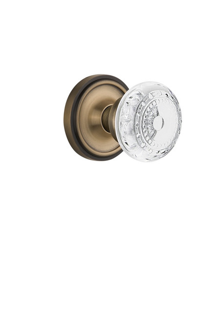 Nostalgic Warehouse - Classic Rosette Single Dummy Crystal Meadows Knob in Antique Brass - CLACME - 752616