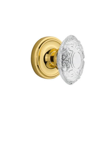 Nostalgic Warehouse - Classic Rosette Single Dummy Crystal Victorian Knob in Unlacquered Brass - CLACVI - 754146
