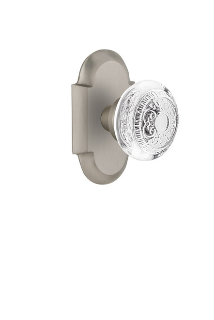 Nostalgic Warehouse - Cottage Plate Double Dummy Crystal Egg & Dart Knob in Satin Nickel - COTCED - 750858