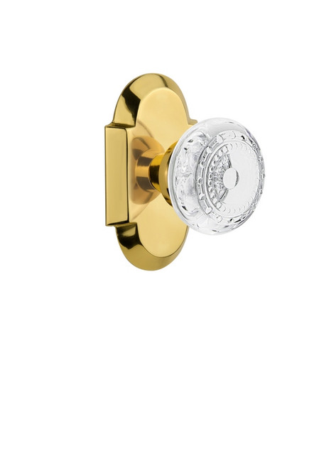 Nostalgic Warehouse - Cottage Plate Passage Crystal Meadows Knob in Polished Brass - COTCME - 751896 - 2 3/4" Backset