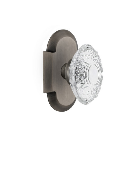 Nostalgic Warehouse - Cottage Plate Passage Crystal Victorian Knob in Antique Pewter - COTCVI - 753677 - 2 3/4" Backset