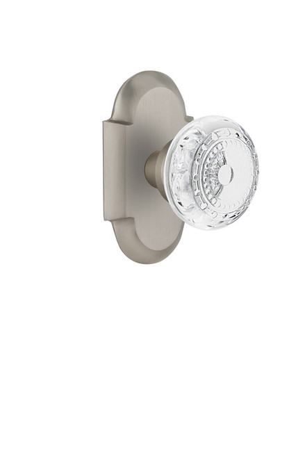 Nostalgic Warehouse - Cottage Plate Single Dummy Crystal Meadows Knob in Satin Nickel - COTCME - 753477