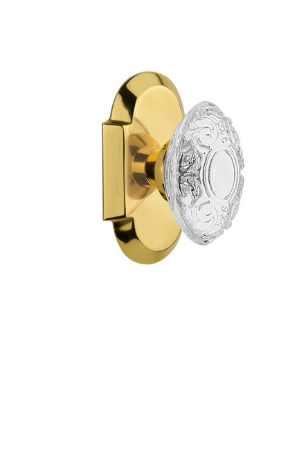 Nostalgic Warehouse - Cottage Plate Single Dummy Crystal Victorian Knob in Polished Brass - COTCVI - 755249