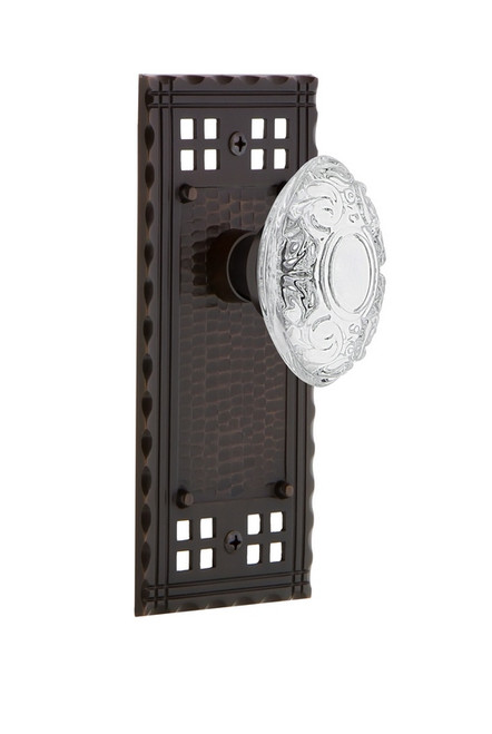 Nostalgic Warehouse - Craftsman Plate Passage Crystal Victorian Knob in Timeless Bronze - CRACVI - 754057 - 2 3/8" Backset