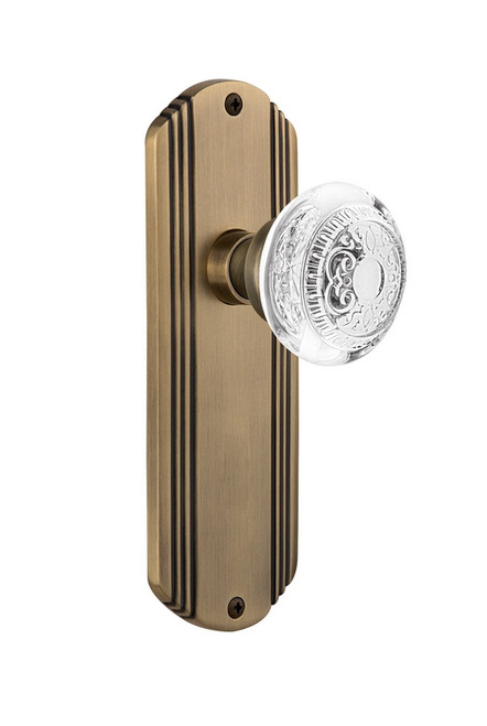 Nostalgic Warehouse - Deco Plate Double Dummy Crystal Egg & Dart Knob in Antique Brass - DECCED - 750865