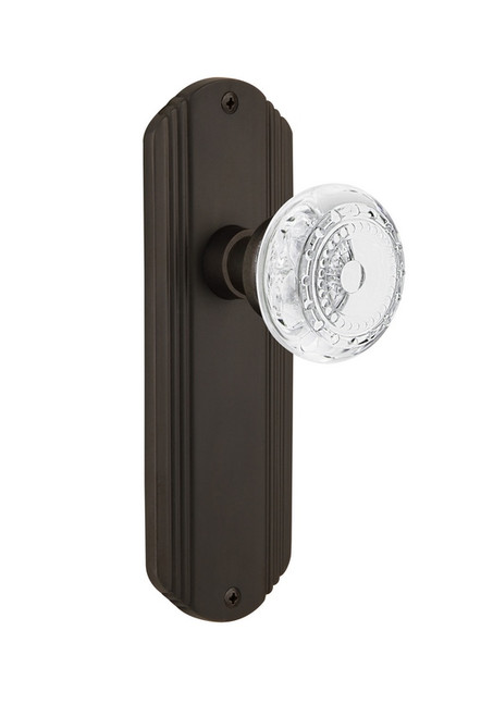 Nostalgic Warehouse - Deco Plate Double Dummy Crystal Meadows Knob in Oil-Rubbed Bronze - DECCME - 753560