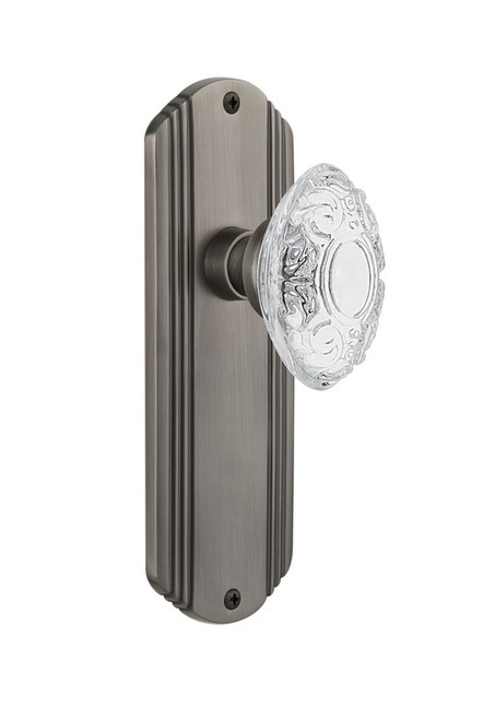 Nostalgic Warehouse - Deco Plate Double Dummy Crystal Victorian Knob in Antique Pewter - DECCVI - 755327