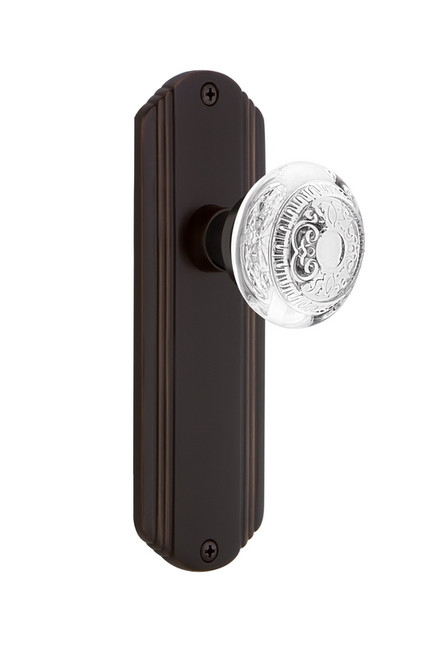Nostalgic Warehouse - Deco Plate Single Dummy Crystal Egg & Dart Knob in Timeless Bronze - DECCED - 750715