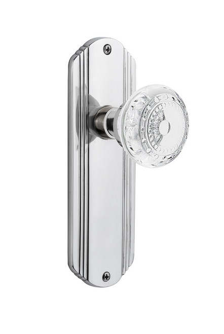 Nostalgic Warehouse - Deco Plate Single Dummy Crystal Meadows Knob in Bright Chrome - DECCME - 753516