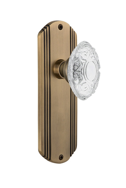 Nostalgic Warehouse - Deco Plate Single Dummy Crystal Victorian Knob in Antique Brass - DECCVI - 755288