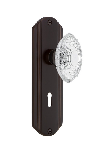 Nostalgic Warehouse - Deco Plate Single Dummy with Keyhole Crystal Victorian Knob in Timeless Bronze - DECCVI - 755252