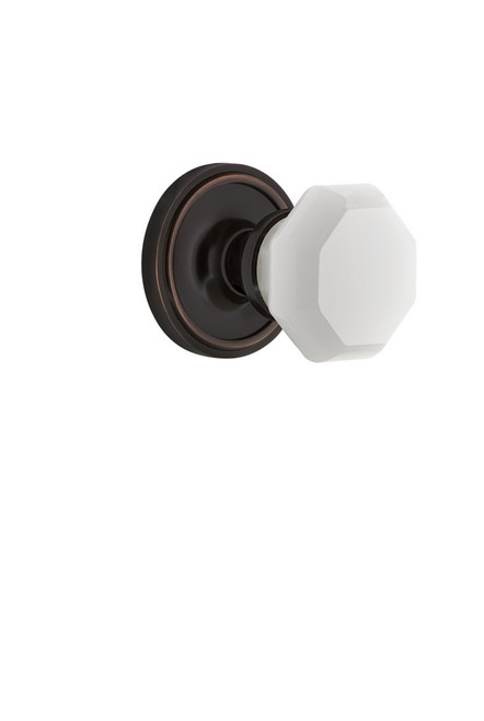 Nostalgic Warehouse - Classic Rosette Passage Waldorf White Milk Glass Knob in Timeless Bronze - CLAWAW - 747982 - 2 3/8" Backset