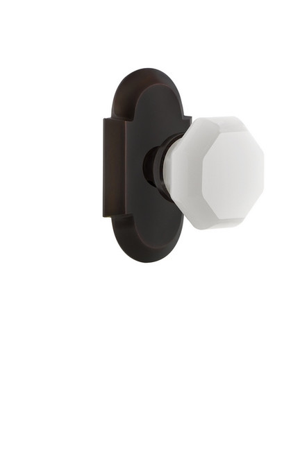 Nostalgic Warehouse - Cottage Plate Passage Waldorf White Milk Glass Knob in Timeless Bronze - COTWAW - 748007 - 2 3/4" Backset
